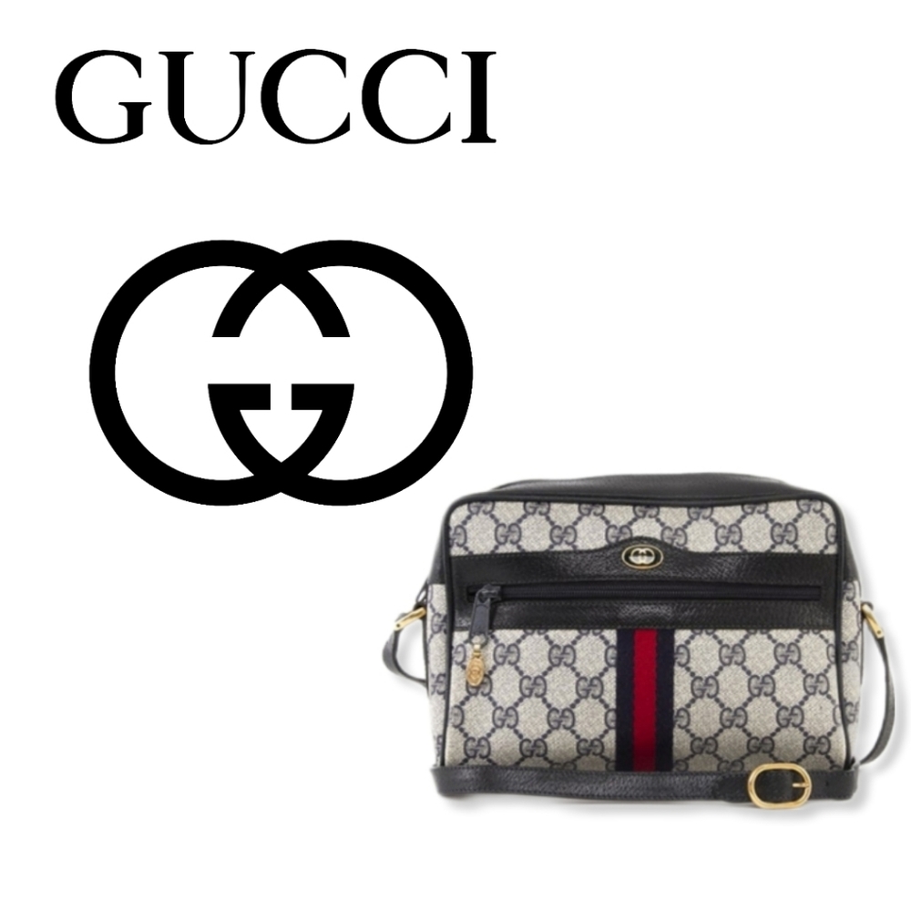 GUCCI Vintage Monogram GG Blue Red Stripe Crossbody Bag - Picture 2 of 10